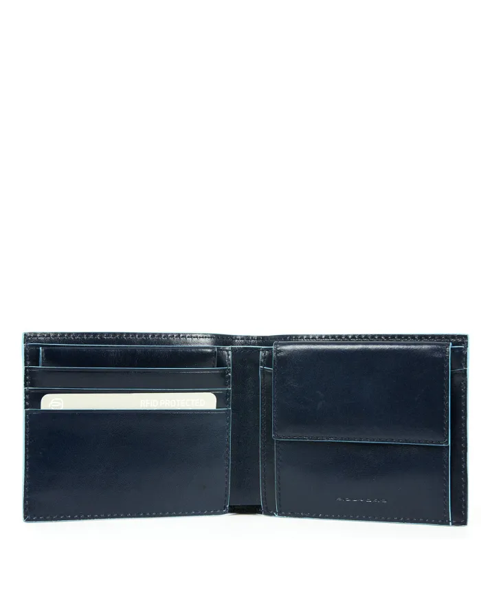 Piquadro Cofanetto regalo con portafoglio piccolo e portachiavi Blu
