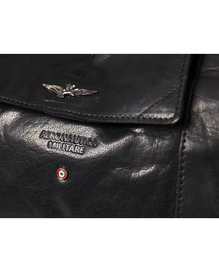 Aeronautica Militare Borsone in pelle "Vintage" Nero