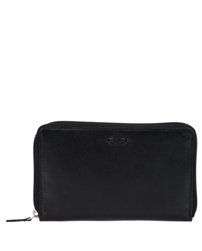 Bric's Porta documenti in pelle chiuso con zip Nero