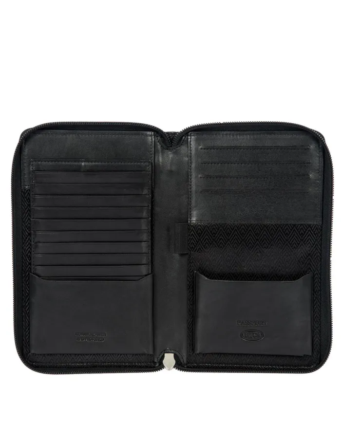Bric's Porta documenti in pelle chiuso con zip Nero
