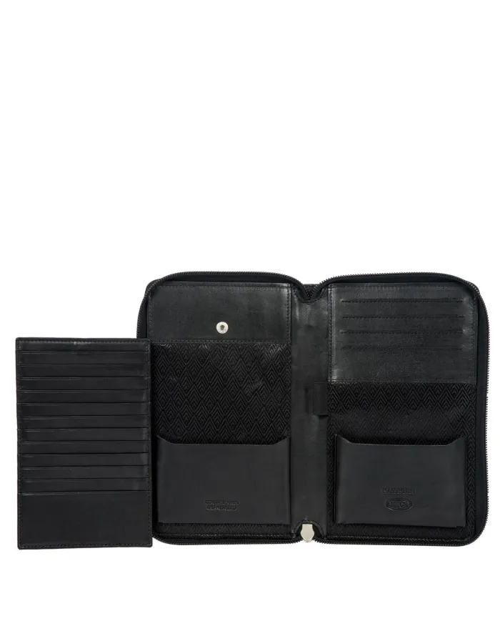 Bric's Porta documenti in pelle chiuso con zip Nero