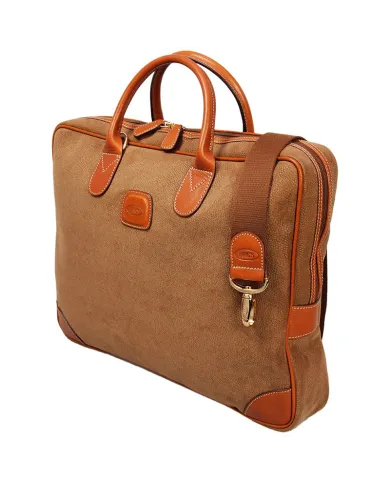 Bric's Cartella in tessuto scamosciato e cuoio Bric's, linea "Life". Cammello