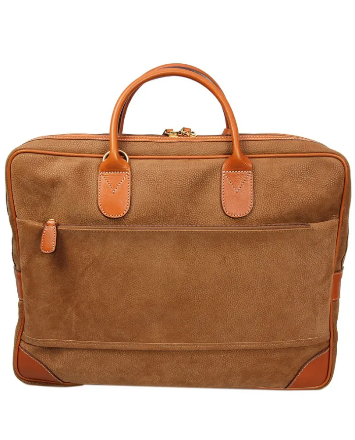 Bric's Cartella in tessuto scamosciato e cuoio Bric's, linea "Life". Cammello