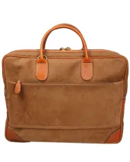 Bric's Cartella in tessuto scamosciato e cuoio Bric's, linea "Life". Cammello