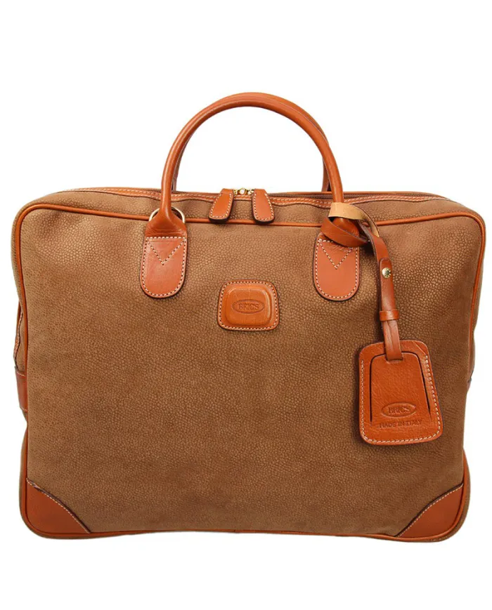 Bric's Cartella in tessuto scamosciato e cuoio Bric's, linea "Life". Cammello