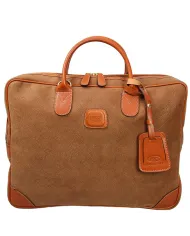 Bric's Cartella in tessuto scamosciato e cuoio Bric's, linea "Life". Cammello