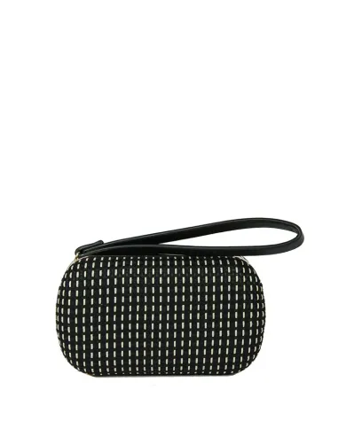 Liviana Conti Pochette rigida in tessuto lavorato Liviana Conti. Nero/Avorio