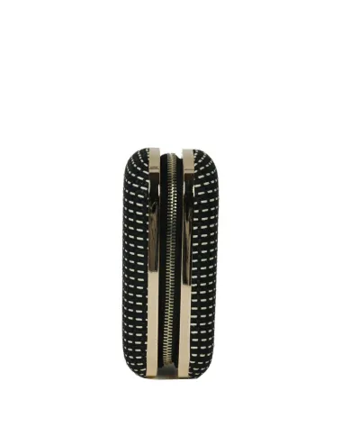 Liviana Conti Pochette rigida in tessuto lavorato Liviana Conti. Nero/Avorio