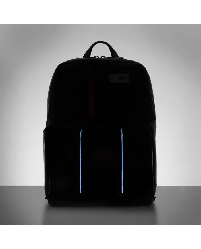 Piquadro Zaino porta pc 14" pelle luce LED Grigio/Nero