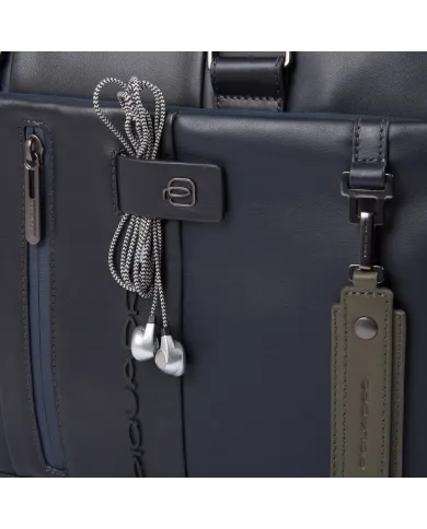 Piquadro Cartella due manici in pelle con porta pc 15,6", Urban Nero