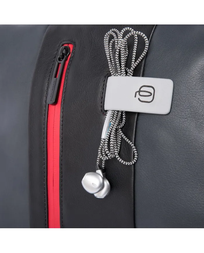 Piquadro Zaino porta pc 15,6" pelle con placca USB Nero