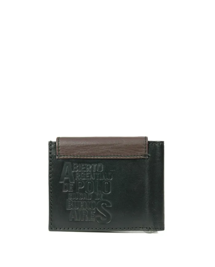 La Martina Porta banconote in pelle, con tasca per monete, La Martina "Rio Almagro". Testa moro/Nero