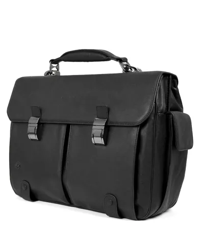 Piquadro Cartella in pelle porta pc 15,6, "Black square" Testa moro
