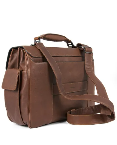 Piquadro Cartella in pelle porta pc 15,6, "Black square" Testa moro