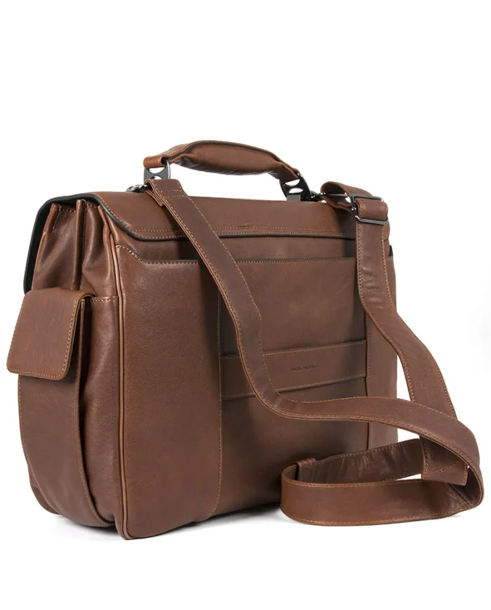 Piquadro Cartella in pelle porta pc 15,6, "Black square" Testa moro