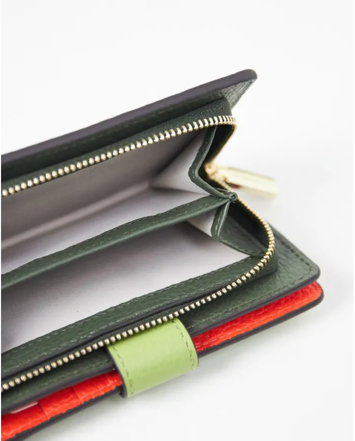 Coccinelle Portafoglio in pelle Metallic Tricolor Verde/Multicolor