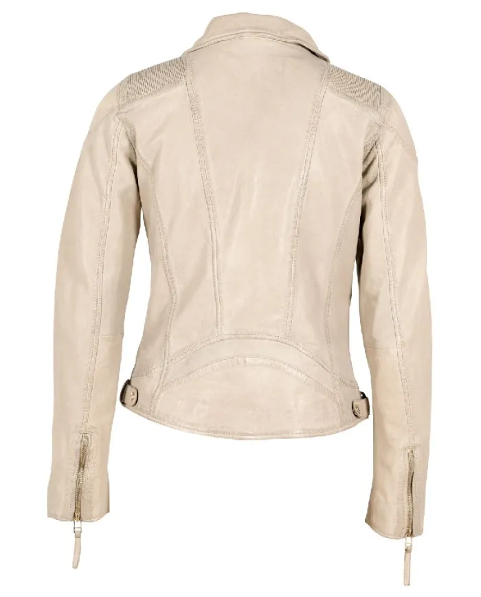 Gipsy Giacca chiodo donna in pelle Beige