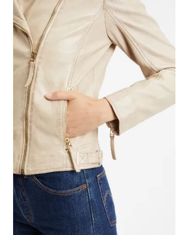 Gipsy Giacca chiodo donna in pelle Beige Gipsy Giacca chiodo donna in pelle Beige