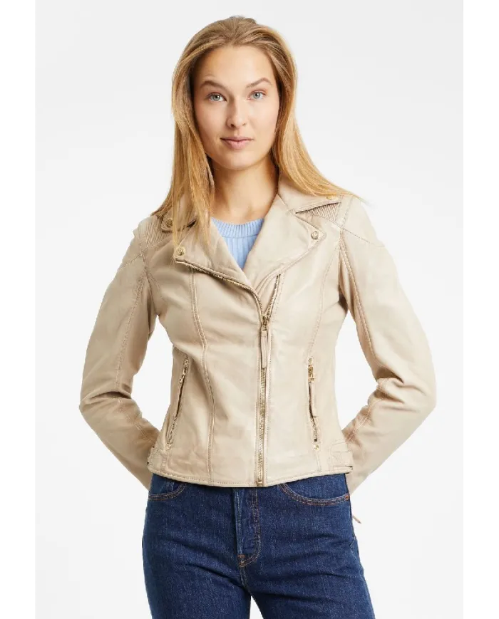 Gipsy Giacca chiodo donna in pelle Beige