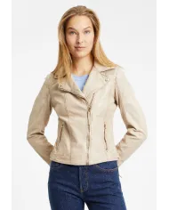 Gipsy Giacca chiodo donna in pelle Beige