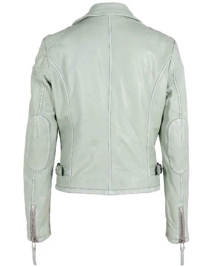 Gipsy Giacca chiodo donna in pelle Verde chiaro