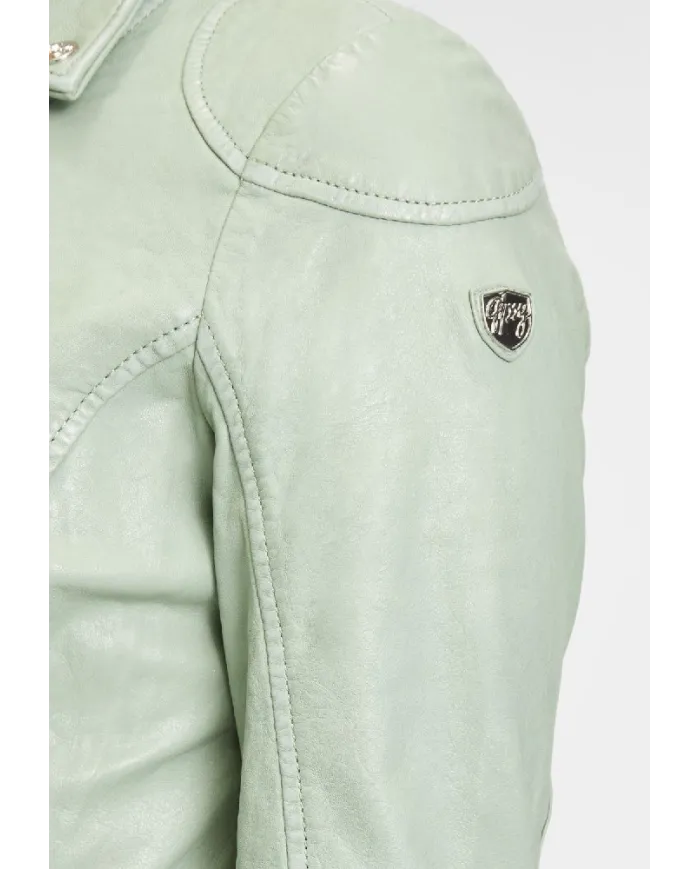 Gipsy Giacca chiodo donna in pelle Verde chiaro