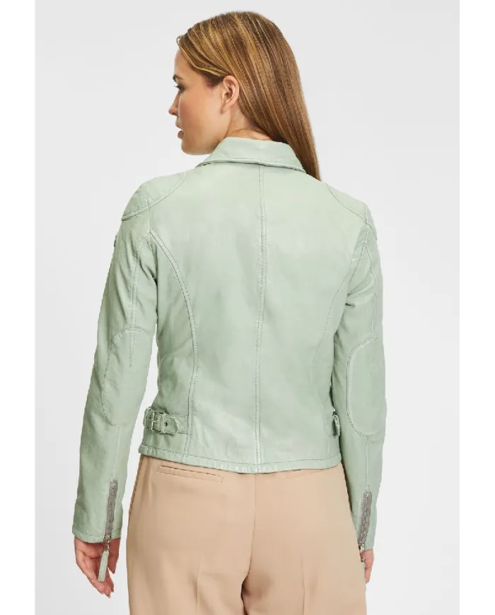 Gipsy Giacca chiodo donna in pelle Verde chiaro