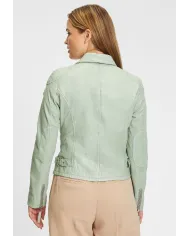 Gipsy Giacca chiodo donna in pelle Verde chiaro