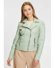 Gipsy Giacca chiodo donna in pelle Verde chiaro