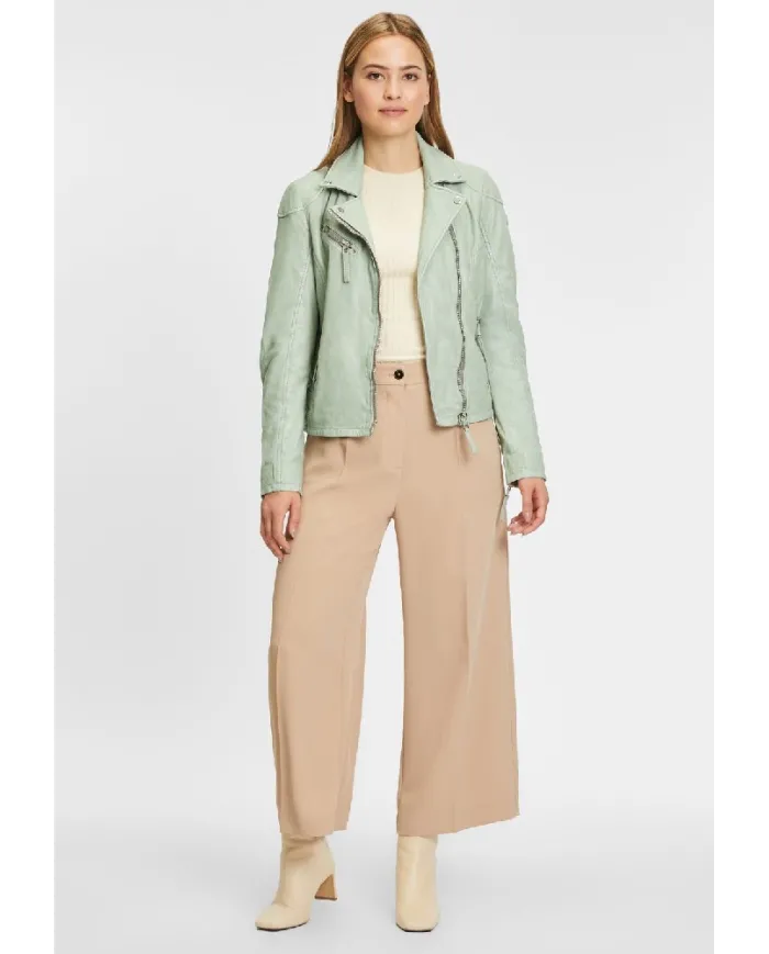 Gipsy Giacca chiodo donna in pelle Verde chiaro