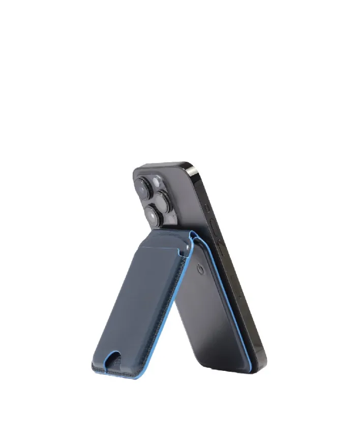 Piquadro Portacarte magsafe in pelle Blue square