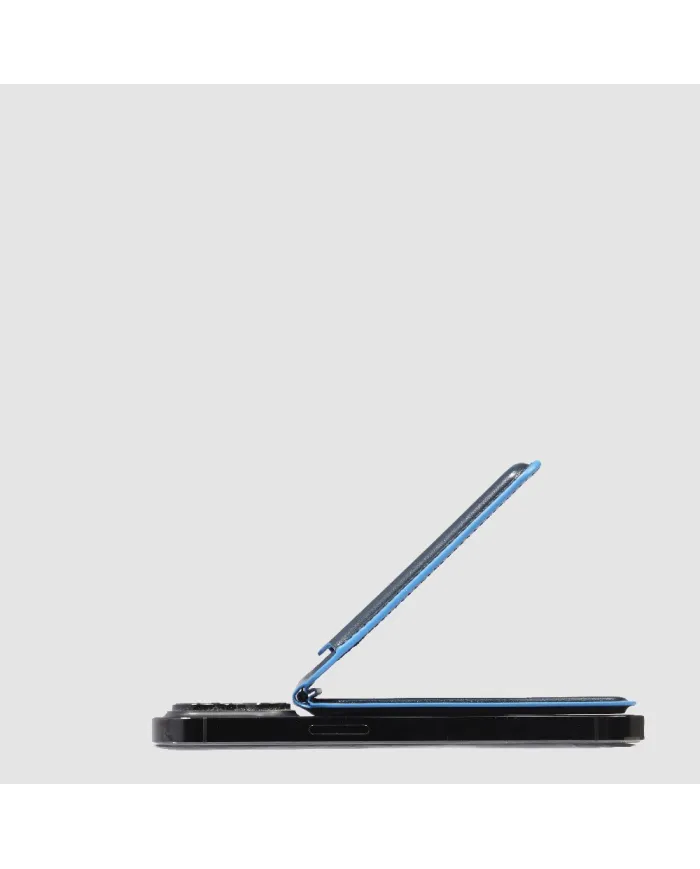 Piquadro Portacarte magsafe in pelle Blue square