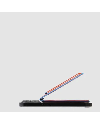 Piquadro Portacarte magsafe in pelle Blue square Cuoio