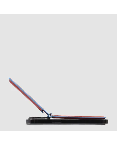 Piquadro Portacarte magsafe in pelle Blue square Cuoio