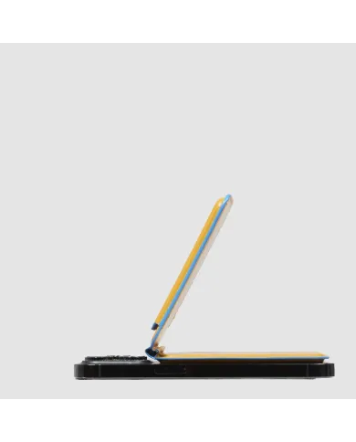 Piquadro Portacarte magsafe in pelle Blue square Giallo