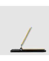 Piquadro Portacarte magsafe in pelle Blue square Giallo