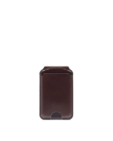 Piquadro Portacarte magsafe in pelle Blue square Mogano