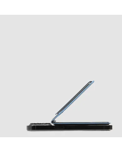 Piquadro Portacarte magsafe in pelle Blue square Nero