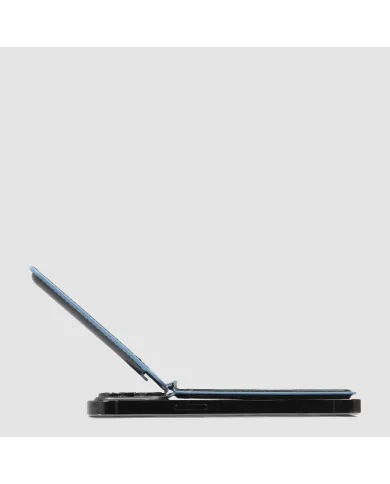 Piquadro Portacarte magsafe in pelle Blue square Nero