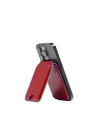 Piquadro Portacarte magsafe in pelle Blue square Rosso