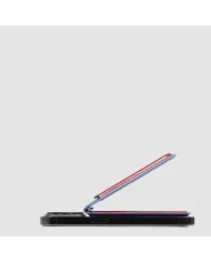 Piquadro Portacarte magsafe in pelle Blue square Rosso