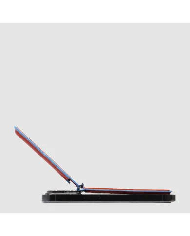 Piquadro Portacarte magsafe in pelle Blue square Rosso