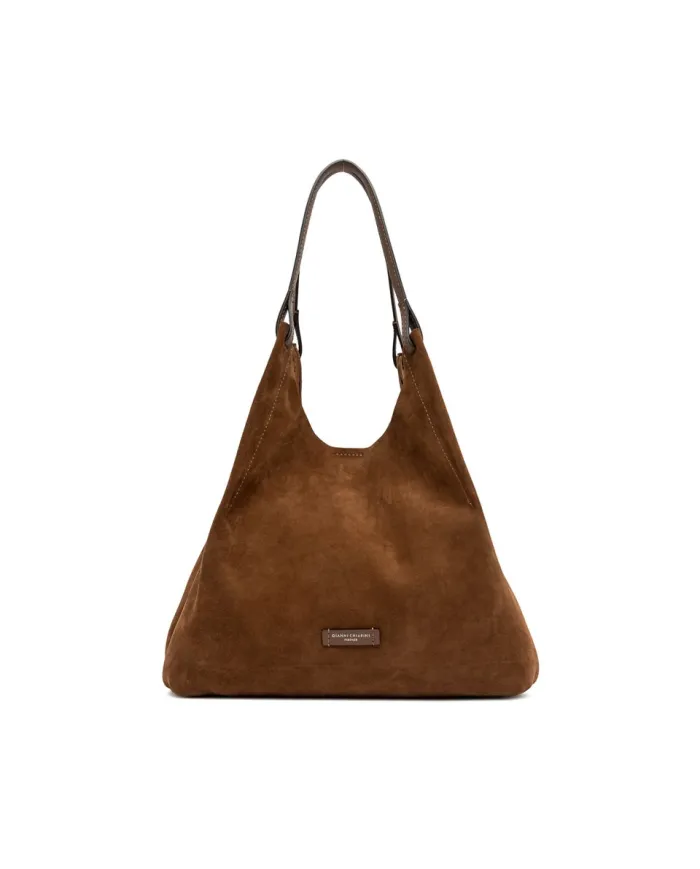 Gianni Chiarini Borsa grande scamosciata Dua Cognac