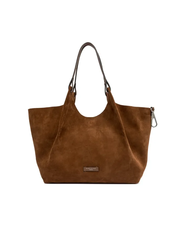 Gianni Chiarini Borsa grande scamosciata Dua Cognac