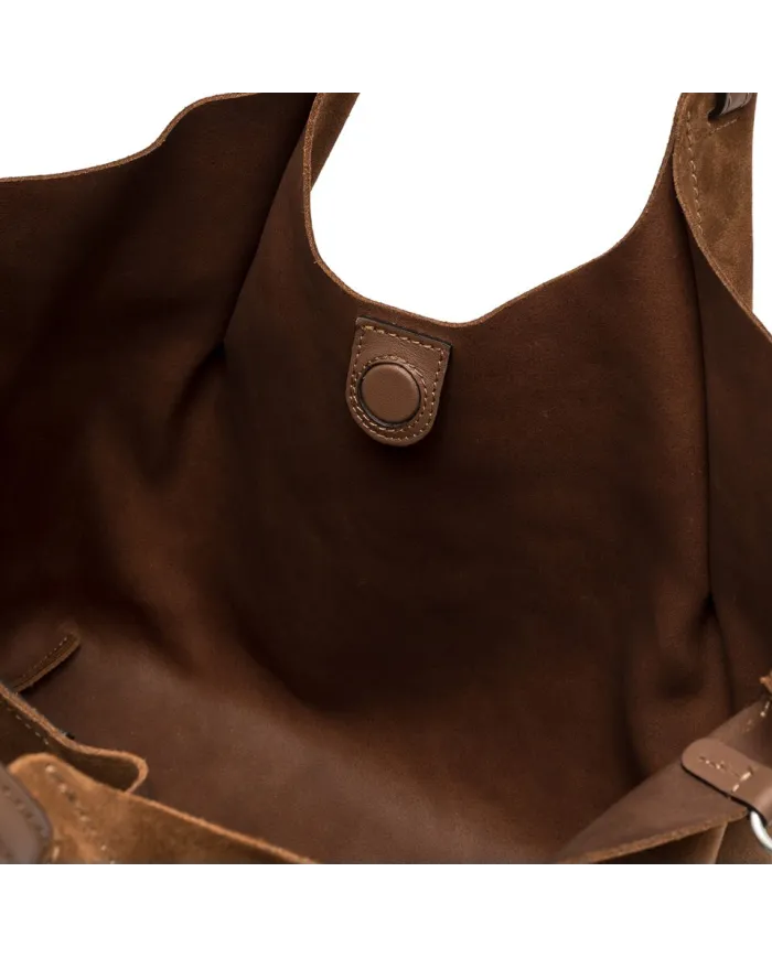 Gianni Chiarini Borsa grande scamosciata Dua Cognac