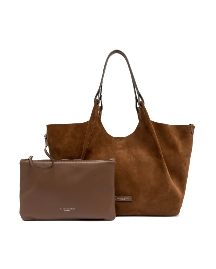 Gianni Chiarini Borsa grande scamosciata Dua Cognac