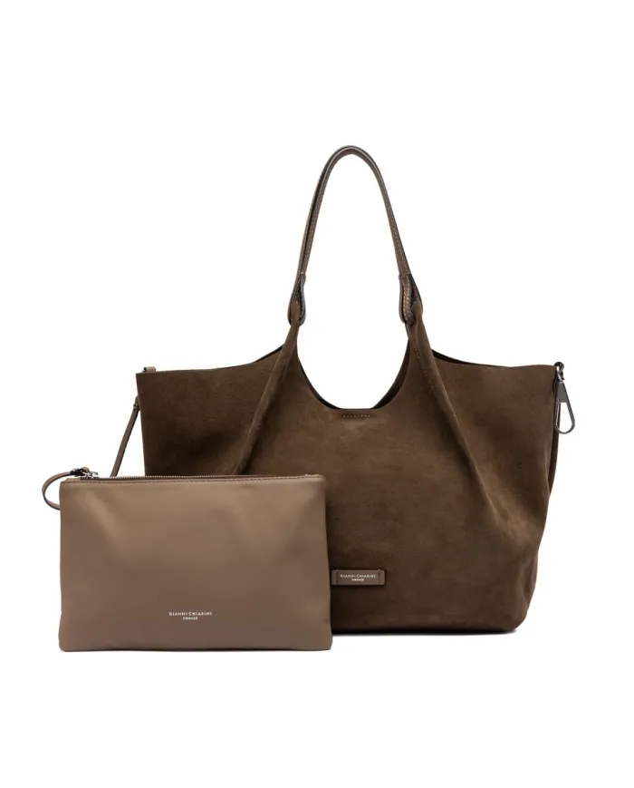 Gianni Chiarini Borsa grande scamosciata Dua Cognac