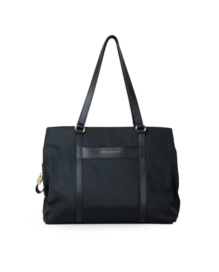 Nannini Shopping bag tessuto pelle Liberty Nero/Rosso Nannini Shopping bag tessuto pelle Liberty Nero/Rosso
