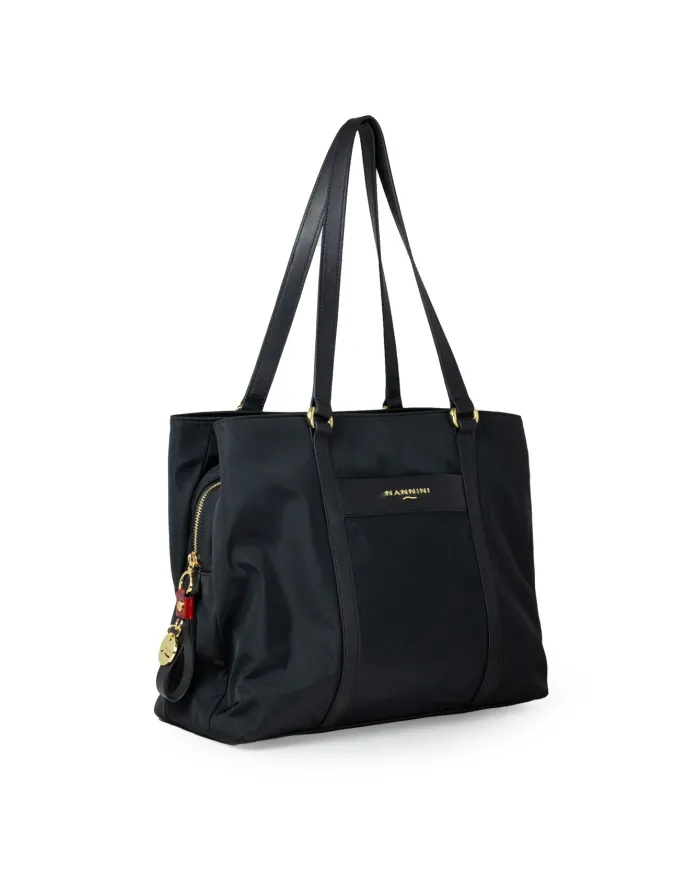 Nannini Shopping bag tessuto pelle Liberty Nero/Rosso Nannini Shopping bag tessuto pelle Liberty Nero/Rosso