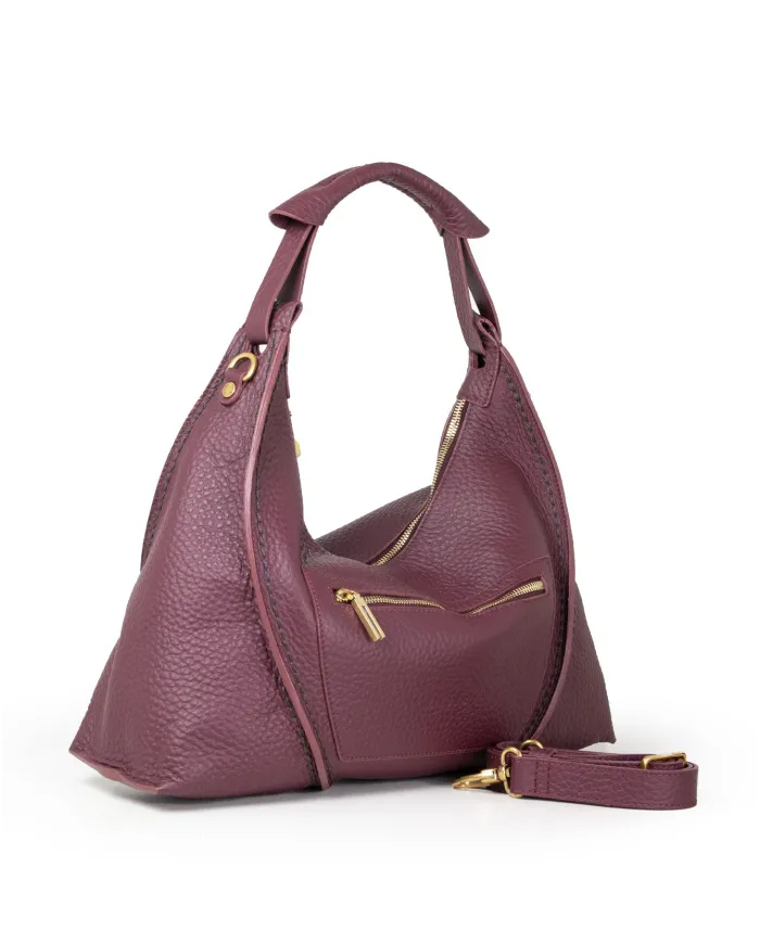 Visona Borsa a tracolla in pelle Nora Bordeaux Visona Borsa a tracolla in pelle Nora Bordeaux